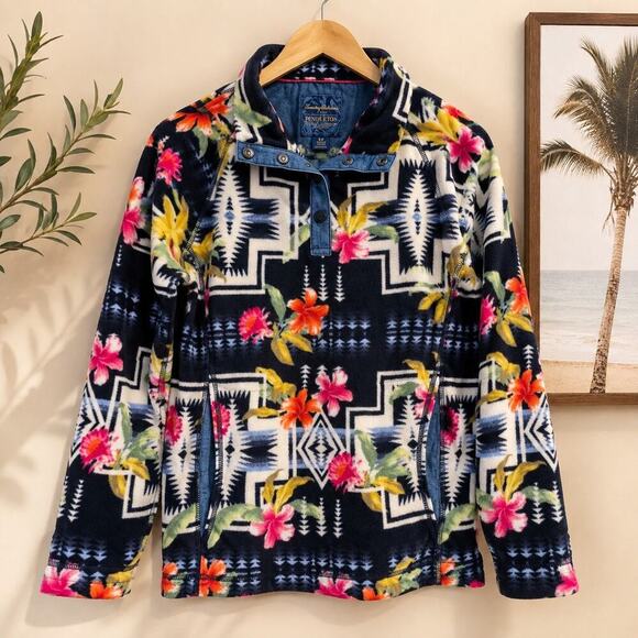 Pendleton Sweaters - Tommy Bahama x Pendleton Men’s Small Fleece Pullover Snap Neck Southwestern...